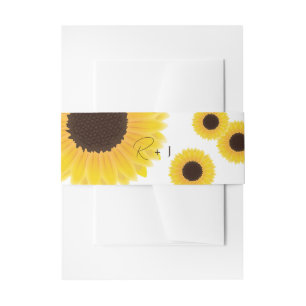 Zonnebloemen bruiloft uitnodiging buik band uitnodigingen wikkel