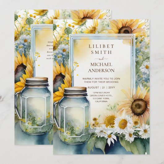 Zonnebloemen Bruiloft Verjaardag Douche Pensioen E Kaart (Voorkant / Achterkant)