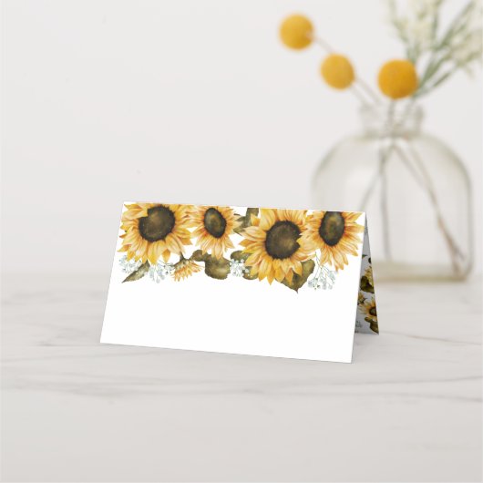 Zonnebloemen Bruiloft Voedsel Tent Plaatskaartje (Voorkant)