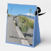 Zonnebloemen bruiloft wandeling weg in liefde casu bedankdoosjes (Achterkant)