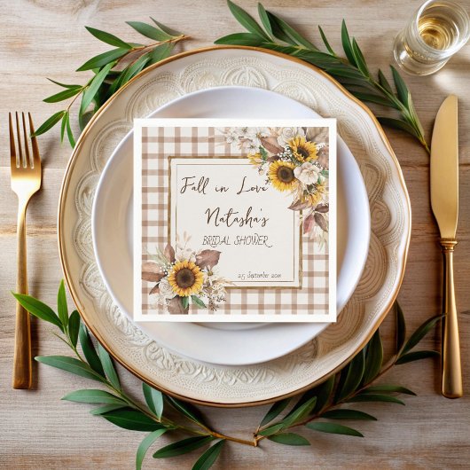 Zonnebloemen bruiloftsdouche om verliefd te worden servet