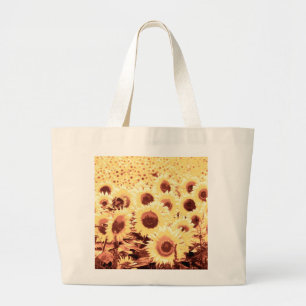 Zonnebloemen - bruin, goud en geel grote tote bag