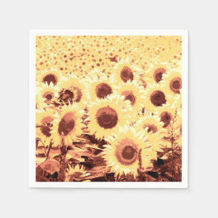 Zonnebloemen - bruin, goud en geel servetten