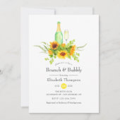 Zonnebloemen Brunch en Bubble Vrijgezellenfeest Kaart (Voorkant)