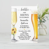 Zonnebloemen Bubbels en brouwsels Verjaardag Kaart (Staand voorkant)