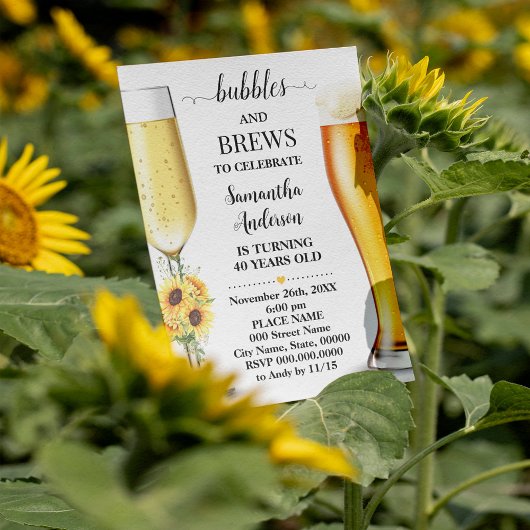 Zonnebloemen Bubbels en brouwsels Verjaardag Kaart