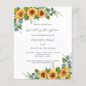 Zonnebloemen budget bruiloft receptie uitnodiging (Voorkant)