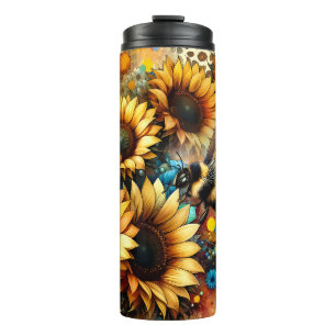 Zonnebloemen, Bumblebee Animal Print Thermosbeker