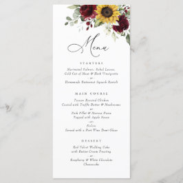 Zonnebloemen Burgundy Floral Greenery Wedding Menu