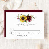 Zonnebloemen Burgundy Flowers Rustic Wedding RSVP Kaart