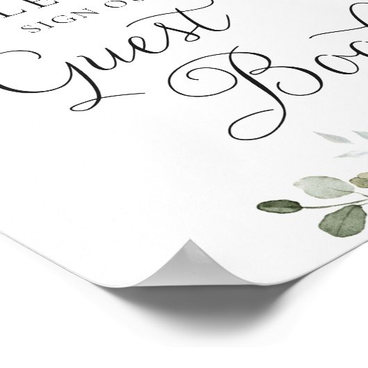 Zonnebloemen Burgundy Greenery Wedding Guest Book Poster (Hoek)
