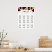 Zonnebloemen Burgundy Greenery Wedding Seating Cha Poster (Keuken)