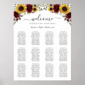 Zonnebloemen Burgundy Greenery Wedding Seating Cha Poster (Voorkant)