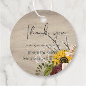 Zonnebloemen Burgundy Marsala Cheap Budget Weddens Bedankjes Labels (Voorkant)