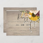 Zonnebloemen Burgundy Marsala Cheap Budget Weddens Briefkaart (Voorkant / Achterkant)