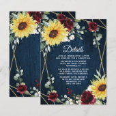 Zonnebloemen Burgundy Rozen marinemacht Geometrisc Informatiekaartje (Voorkant / Achterkant)