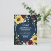 Zonnebloemen Burgundy Rozen marinemacht Geometrisc Informatiekaartje (Staand voorkant)