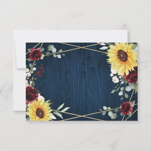 Zonnebloemen Burgundy Rozen marinemacht Geometrisc RSVP Kaartje (Achterkant)