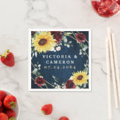 Zonnebloemen Burgundy Rozen marinemacht Geometrisc Servet (Insitu)