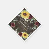 Zonnebloemen Burgundy Rozen Rustic Geometric Weddi Servet (Hoek)