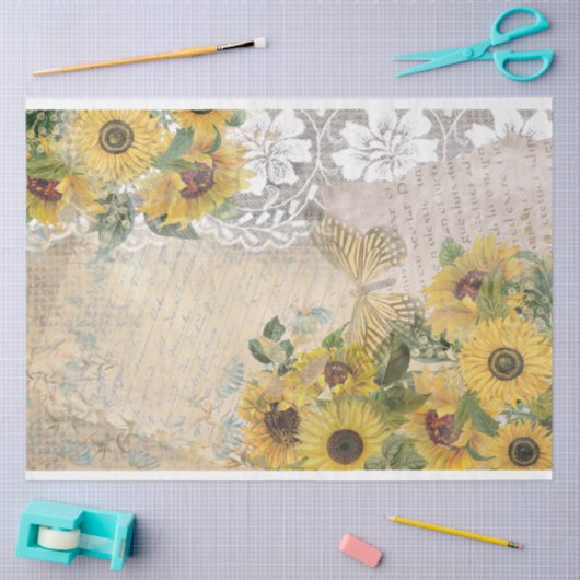  zonnebloemen Burlap gele vlinder Tissuepapier (Craft)