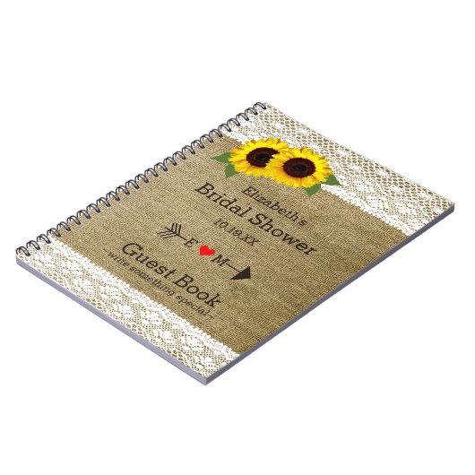 Zonnebloemen Burlap Vrijgezellenfeest Guest Book | Notitieboek (Linkerzijde)