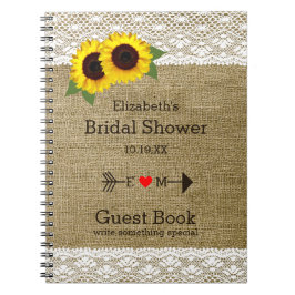 Zonnebloemen Burlap Vrijgezellenfeest Guest Book | Notitieboek
