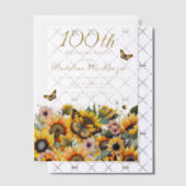Zonnebloemen Butterflies 100e verjaardag Vellum Uitnodigingen (Offset (Uitnodiging))