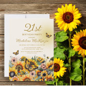 Zonnebloemen Butterflies 21e verjaardag van de 21e Kaart