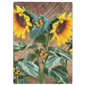 Zonnebloemen Butterflies Rustic Barn Board Klembor Klembord (Achterkant)