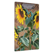 Zonnebloemen Butterflies Rustic Barn Board Klembor Klembord (Rechts)