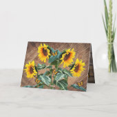 Zonnebloemen Butterflies Rustic Barn Board Note Ca Notitiekaartje (Achterkant)