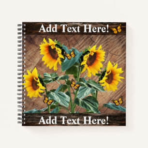 Zonnebloemen Butterflies Rustic Barn Board Notitie Notitieboek