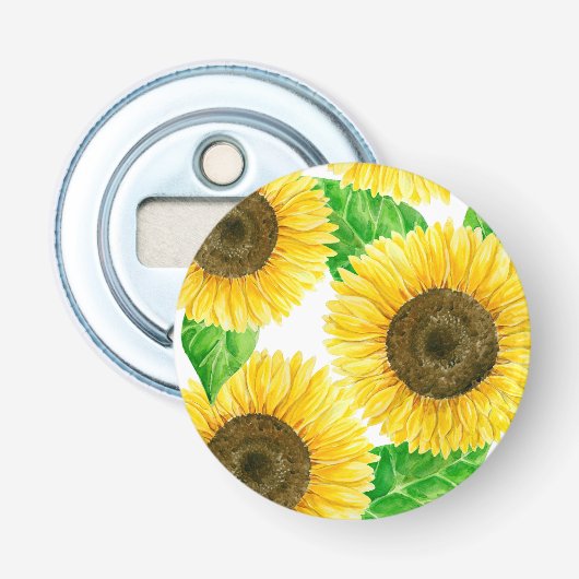 Zonnebloemen Button Flesopener (Voorkant)