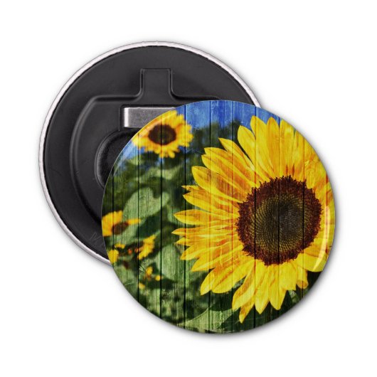 Zonnebloemen Button Flesopener (Voorkant)
