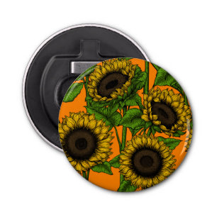 Zonnebloemen Button Flesopener