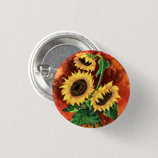 Zonnebloemen Button - Schilderen (Voorkant /achterkant)