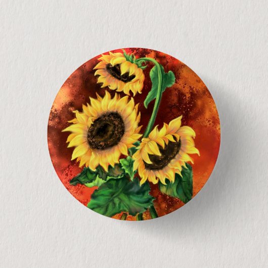 Zonnebloemen Button - Schilderen (Voorkant)