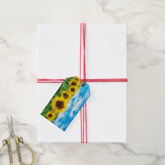 Zonnebloemen Cadeaulabel (Met Touw)