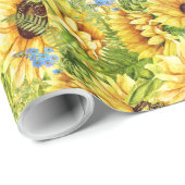 Zonnebloemen cadeaupapier (Rol Hoek)