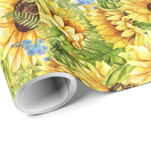 Zonnebloemen cadeaupapier (Rol Hoek)