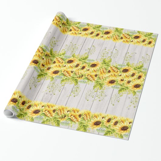 Zonnebloemen cadeaupapier (Uitgerold)