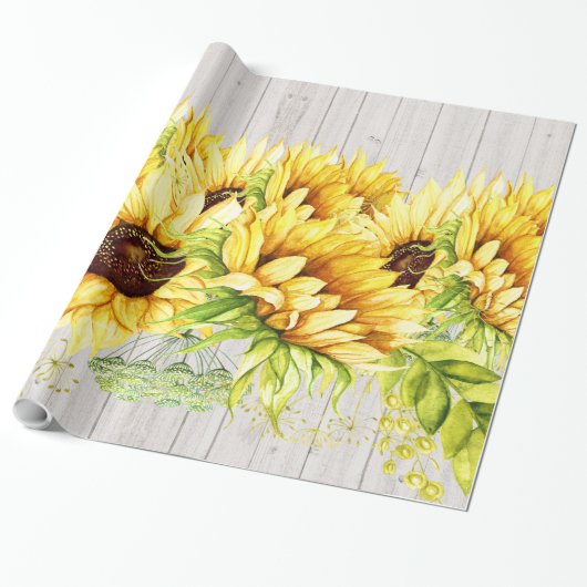 Zonnebloemen cadeaupapier (Uitgerold)