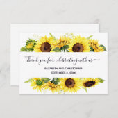 Zonnebloemen Calligrafie Weddenschap Hartelijk dan Bedankkaart (Voorkant / Achterkant)