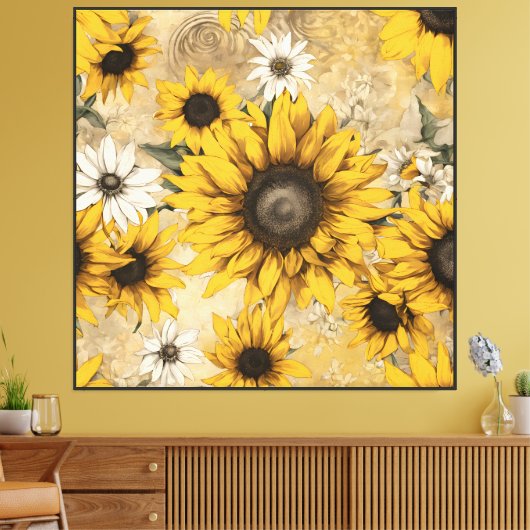 Zonnebloemen Canvas Afdruk (Insitu (Woonkamer))