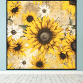 Zonnebloemen Canvas Afdruk (Insitu (Houten vloer))