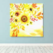 Zonnebloemen Canvas Afdruk (Insitu (Houten vloer))