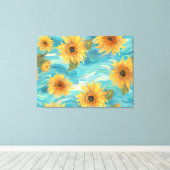 Zonnebloemen Canvas Afdruk (Insitu (Houten vloer))
