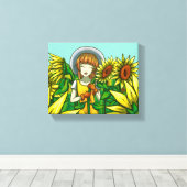 Zonnebloemen Canvas Afdruk (Insitu (Houten vloer))