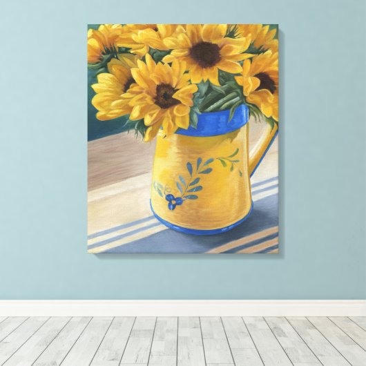 Zonnebloemen Canvas Afdruk (Insitu (Houten vloer))